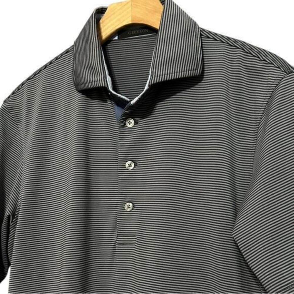 Greyson Men’s Size S Black Purple Micro Stripe Short Sleeve Golf Polo Shirt